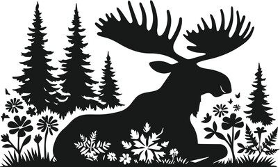 Silhouette of a woodland animal moose