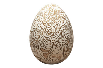 Fototapeta premium Decorative Easter egg with intricate swirling cut-out patterns, isolated on white transparent background.