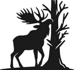 Silhouette of a woodland animal moose