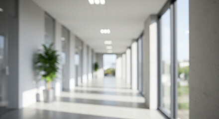 明るくぼやけたオフィス。ビジネスシーンの背景素材