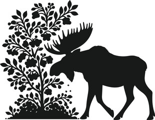 Silhouette of a woodland animal moose