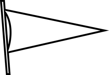 Retro pennant white and black flags icon, banner pendants flagpoles, vector icons. Sport camp or university and varsity club pennants, blank waving flag poles, outline signs transparent background