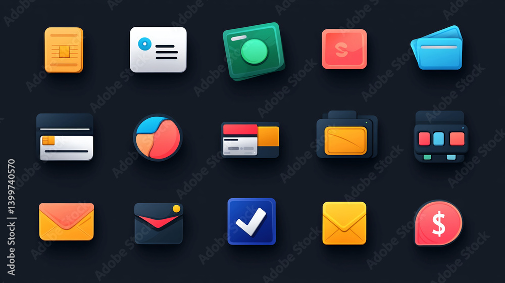 Aufkleber ui kit design system icons for mobile app development interface ux design elements and website graph