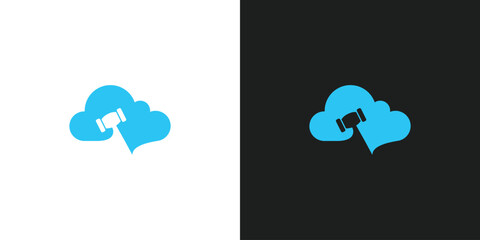 Cloud with Hammer for Law Logo Design