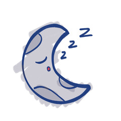 Hand drawn sleep moon in the sky