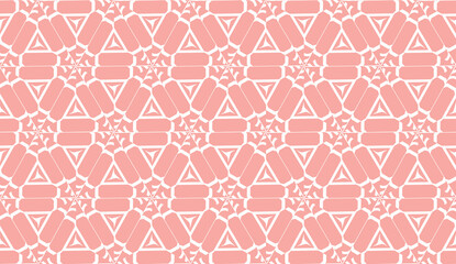 Fototapeta premium Beautiful bright illustration. New elegant background with curved line in triangular style. Vector seamless. Light pink color. Design for you business