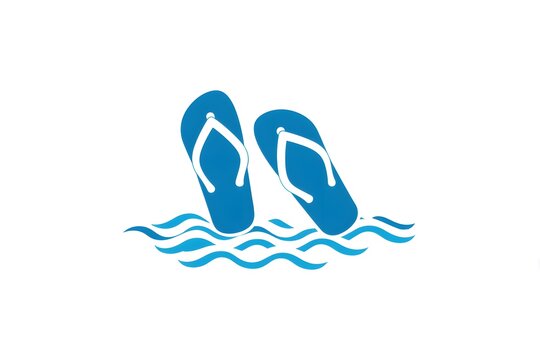 Stylized Vector Design of Flip-Flops Resting on Sandy Beach