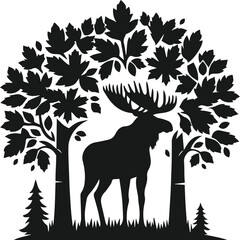 Silhouette of a woodland animal moose