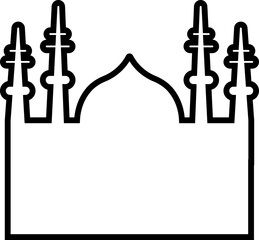 Mosque Building icon in line isolated on transparent background