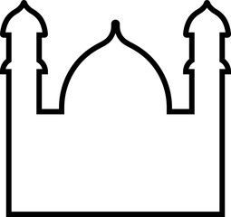 Mosque Building icon in line isolated on transparent background
