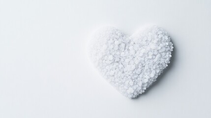 Fototapeta premium salt crystals forming heart shape clipart, conceptual element, minimalist style, white tone, isolated on white background