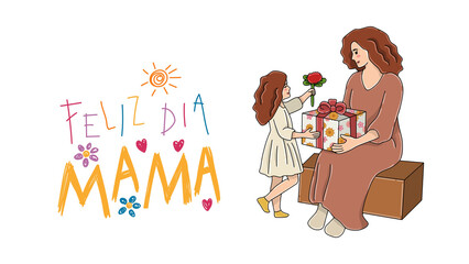 Elegant "Feliz Día de la Madre" design, perfect for Mother's Day cards, banners, or social media greetings with space for text and creative elements