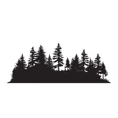 Obraz premium Black Pine Tree Line Silhouette Vector