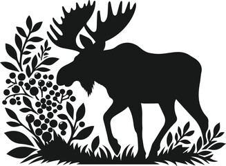 Silhouette of a woodland animal moose