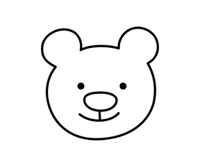 Fototapeta premium Cute doodle happy bear face icon. Smile laughing bear. Teddy kawaii emoji. Hand drawn animal emoticon. Good mood. Expression teddy head. Vector illustration isolated on white background.