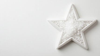 stylized salt star shape clipart, abstract food art, white crystals, isolated on white background
