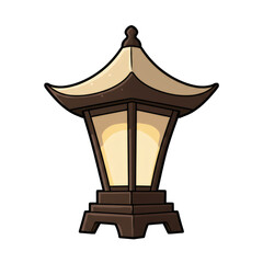Illuminated Asian Lantern Illustration with Warm Light