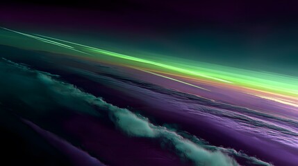 Bright Green Vapor Trails Over Iridescent Forest