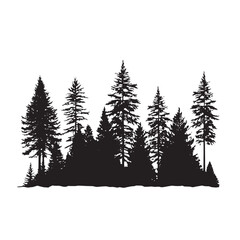 Fototapeta premium Mountain Forest Pine Tree Silhouette Design