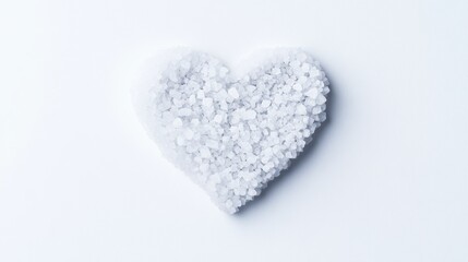 Fototapeta premium salt crystals forming heart shape clipart, conceptual element, minimalist style, white tone, isolated on white background