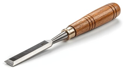 Woodworking chisel tool with wooden handle for cutting and shaping wood projects diy tool