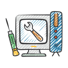 computer repair icon, computer repair vector illustration-simple illustration of computer repair, perfect for computer repair logos and icons