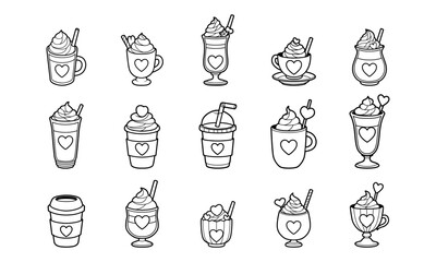 Drinks and ice cream vector illustration set