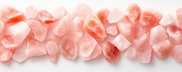 coarse pink Himalayan salt clipart, mineral element, digital painting, soft pink, isolated on white background