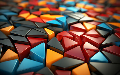 Colorful geometric tiles arranged in a modern pattern on a flat surface