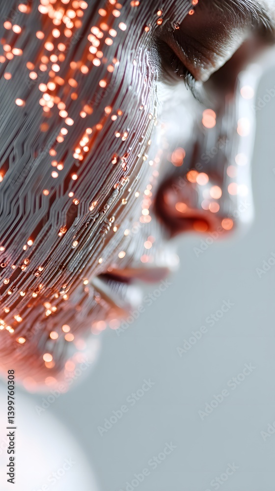 Poster adaptable artificial intelligence, a futuristic ai dynamically reconfiguring itself, glowing circuit