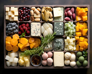 Colorful array of fresh vegetables and fruits displayed on a dark surface