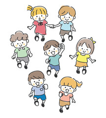 みんなで歩く子どもたち