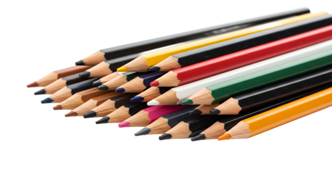 Assorted Colored Pencils Isolated on Transparent Background