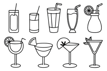 cocktail line art tropical flavors in a glass