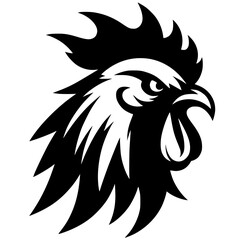 Angry chicken head logo silhouette