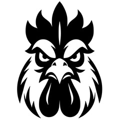 Angry chicken head logo silhouette