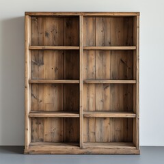 Wooden bookcase with six shelves