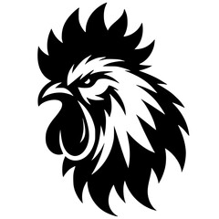 Sharp chicken head logo silhouette © Breck