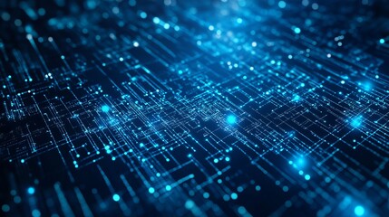 Abstract blue network background with interconnected glowing lines and bright points of light