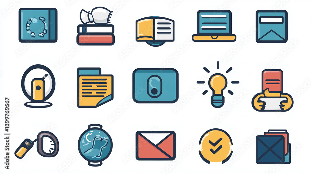 Poster vector icon set collection of business elements for web design and mobile app interface development 