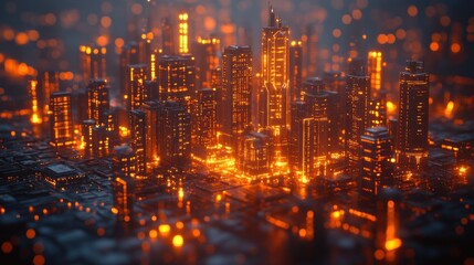 Fototapeta premium Futuristic Cityscape: A Cyberpunk Metropolis at Night