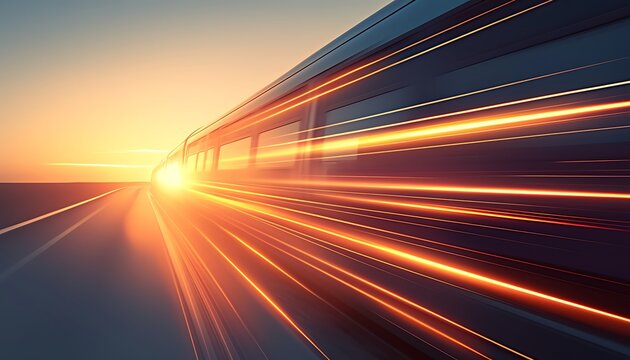 High-Speed Train Sunrise Journey