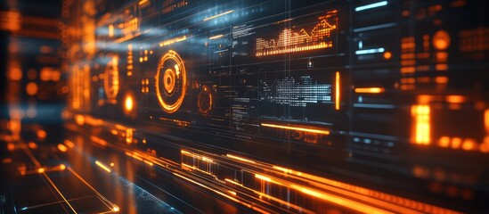 Futuristic Interface with Orange Glow