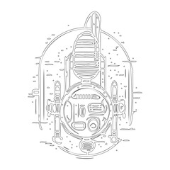 Fototapeta premium Underwater Explorer's Gear Line Art Illustration