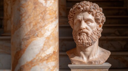 Marble bust of a bearded man.