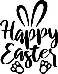 Happy Easter banner, poster, greeting card. Trendy Easter design with typography, bunnies, flowers, eggs, bunny ears, modern symbol Easter banner