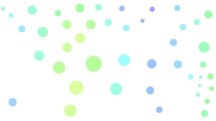 A light, colorful background featuring varying sizes of soft blue and green circles scattered across a white canvas.