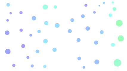 A pattern of soft, colorful circles ranging from light blue to mint green against a white background, creating a whimsical, airy design.