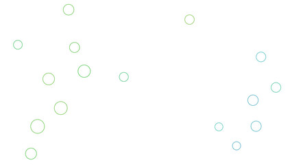Abstract design featuring scattered light green and blue circles on a white background, creating a soft, minimalist effect.