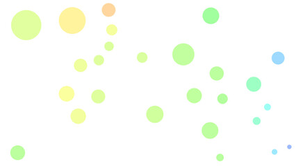 Abstract image of colorful, varying-sized circles in soft pastel shades of yellow, green, and blue against a white background.